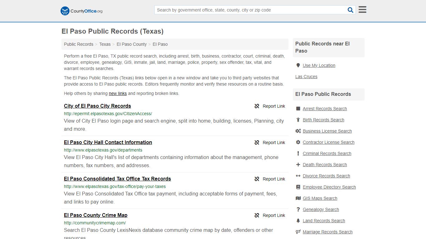 Public Records - El Paso, TX (Business, Criminal, GIS, Property & Vital ...